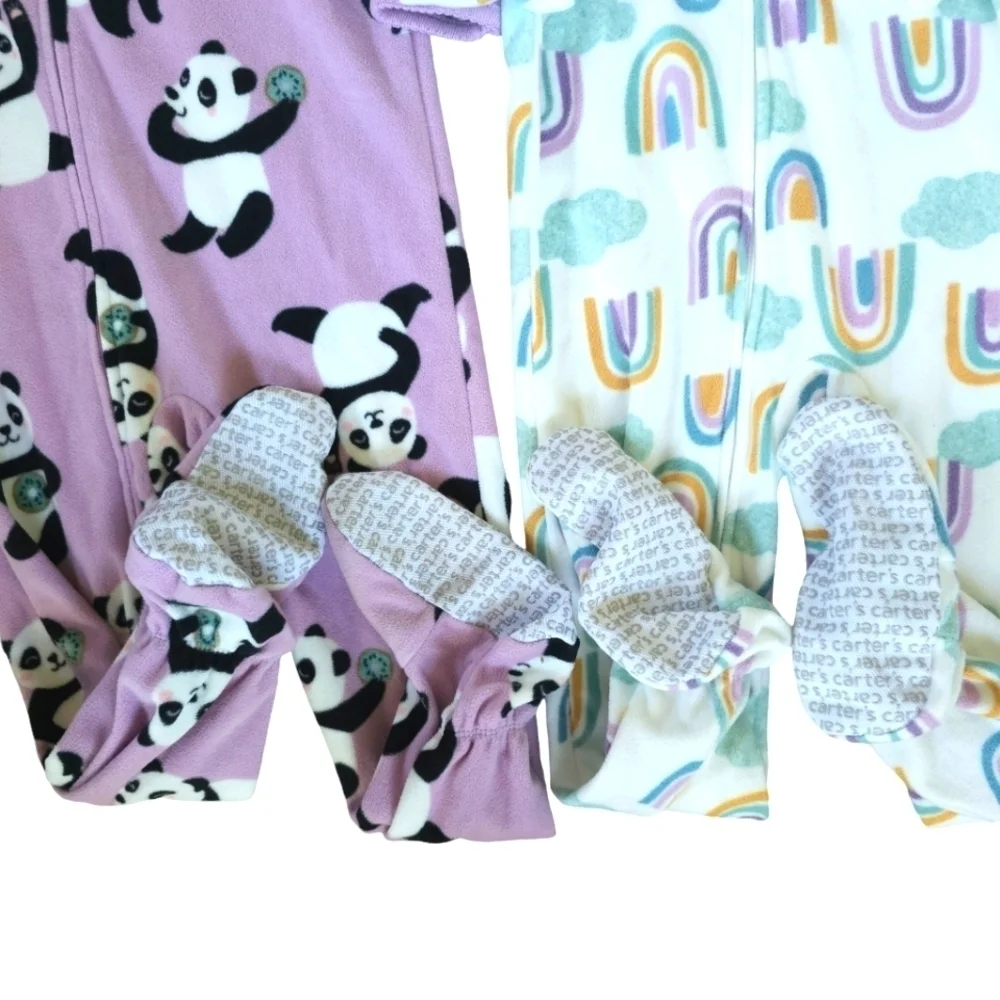 Simple Joys by Carter's Girls' 2-Pack Loose-fit Fleece Footed Pajamas